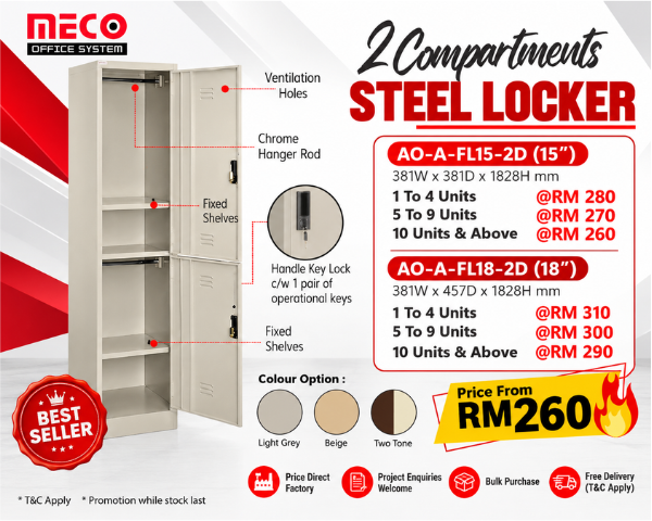 2 Compartments Steel Locker | Steel Cabinet