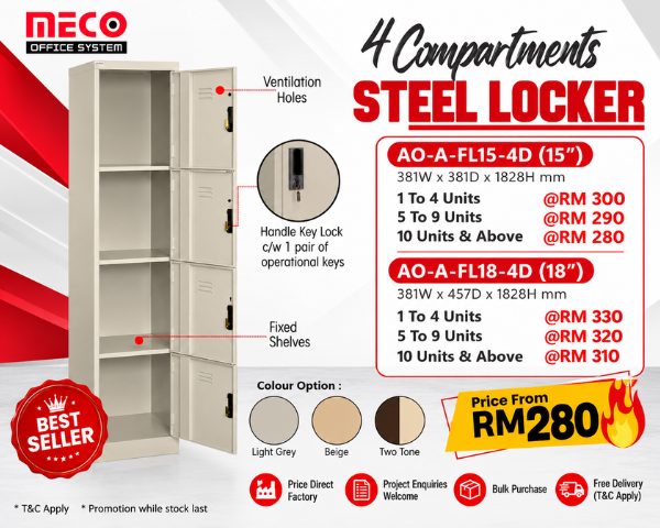 4 Compartments Steel Locker | Steel Cabinet