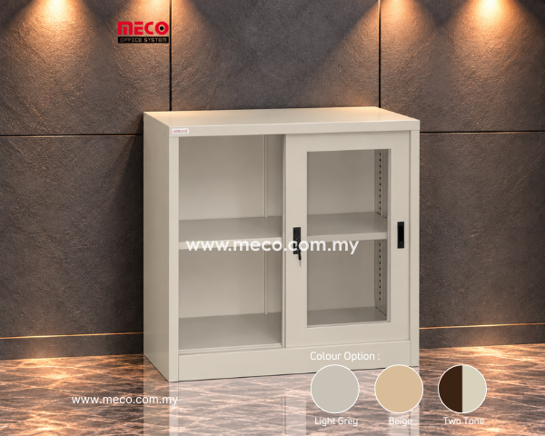 Half Height Cupboard With Glass Sliding | Steel Cabinet
