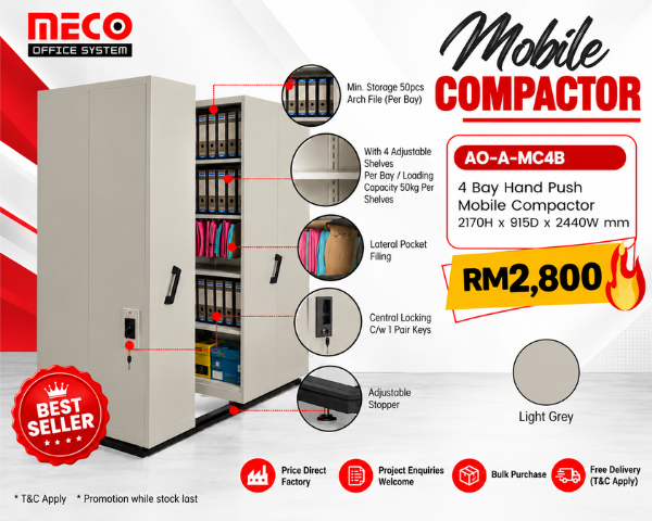 4 Bay Hand Push Mobile Compactor | Steel Cabinet