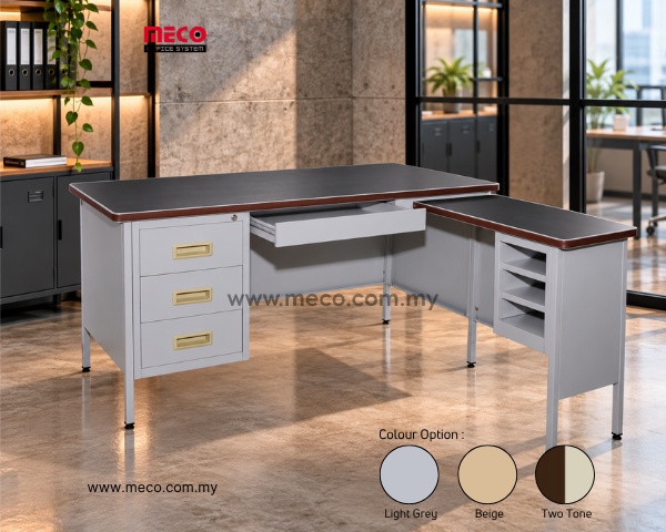 5' L-Shape Pedestal Desk | Steel Desk